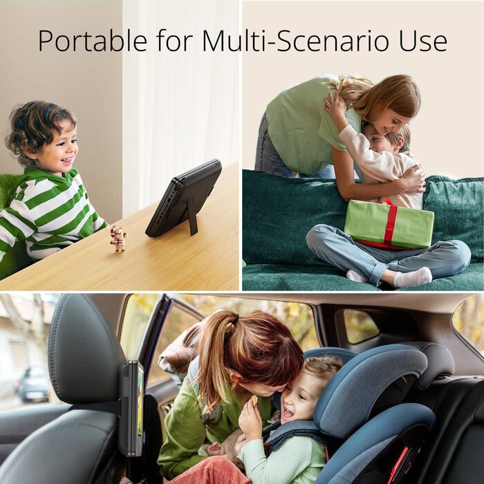 YD108 - YOTON 10.5" Two Car DVD Players Portable Headrest Dual Screen Play a Same or Two Different Movies with 6 Hours Rechargeable Battery, 2 Mounting Brackets, Support USB/SD/Sync TV