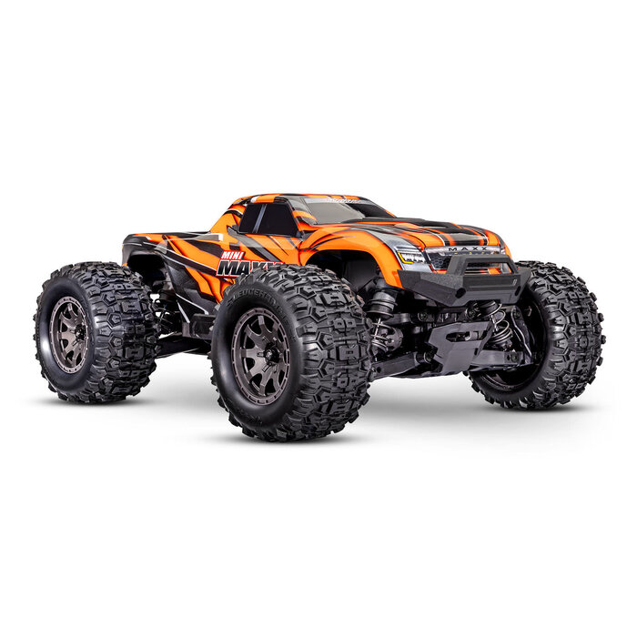 Traxxas 107154-1 - Mini Maxx BL-2s: Maxx-scale monster truck, fully assembled, Ready-To-Race®, with TQ™ 2.4 GHz radio system, Bl-2s™ Brushless Power System, and clipless painted body. Includes 2-cell LiPo battery and 2-amp USB-C charger.