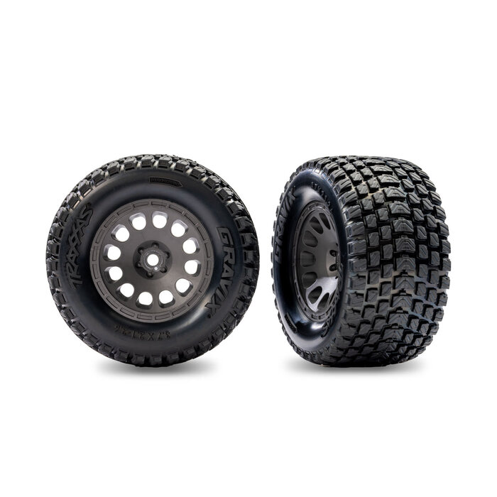 Traxxas 10775-GRAY - Gray Rear Mini XRT Wheels w/ Gravix Tires (2)
