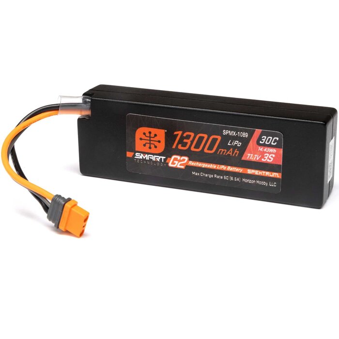 SPEKTRUM SPMX-1089 - 11.1V 1300mAh 3S 30C Smart G2 LiPo Battery: IC2