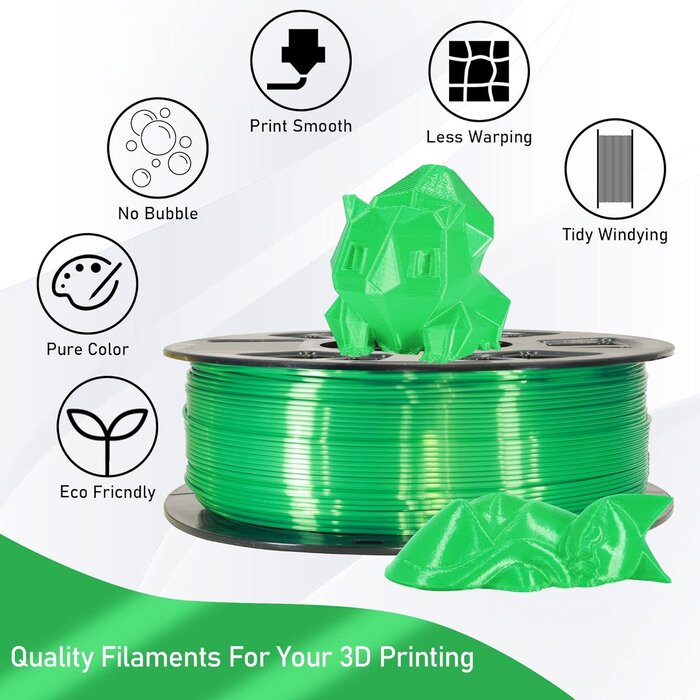 MIKA3D MIKA3D-SILK-GREEN - MIKA3D Silk Shiny Luster Dark Green PLA 3D Printing Filament, 1KG 2.2Lbs 1.75mm 3D Print Material with High Diameter Accuracy, Neatly Wound Silk PLA Widely Support for FDM 3D Printers