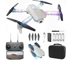E88D-WHT - BEZGAR Drone with Camera 1080P HD - Foldable FPV Mini Drones with LED Lights for Adults Kids and Beginners, Toys Gifts RC Quadcopter with One Key Take Off, 3D Flips for Boys Girls with 2 Batteries, White