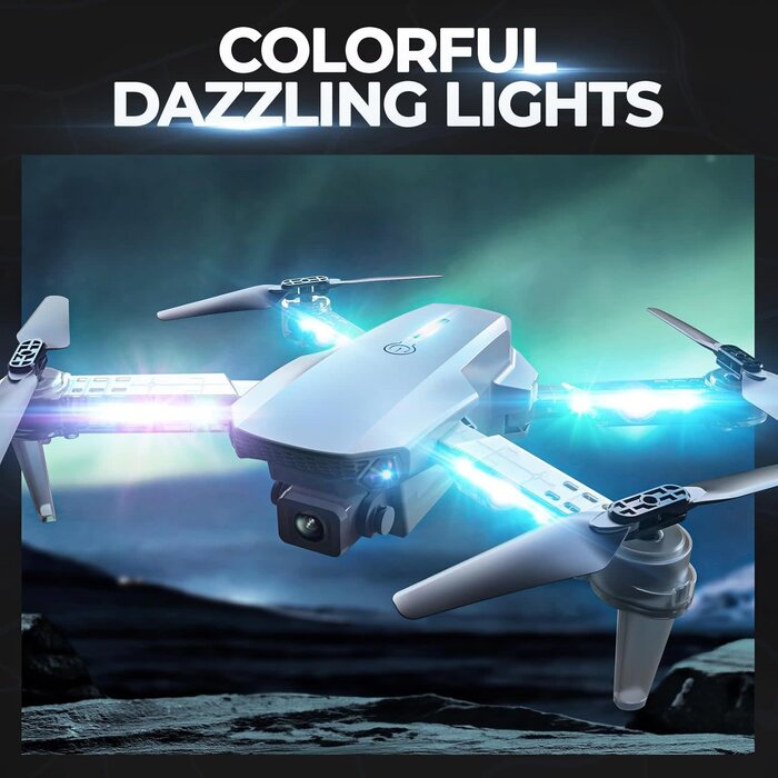 E88D-WHT - BEZGAR Drone with Camera 1080P HD - Foldable FPV Mini Drones with LED Lights for Adults Kids and Beginners, Toys Gifts RC Quadcopter with One Key Take Off, 3D Flips for Boys Girls with 2 Batteries, White