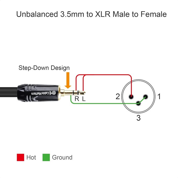 XLR-3.5MM-M/M - Cable Matters - (1/8 Inch 3.5mm to XLR Cable 6 ft Male to Male (XLR to 3.5mm Cable, XLR to 1/8 Cable, 1/8 to XLR Cable)