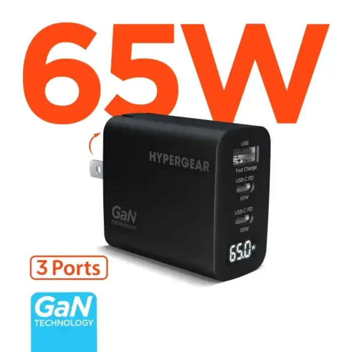 65-Watt PD 3.0 3-Port GaN Fast Charging USB Adapter