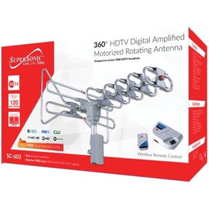 SSC603 - Supersonic SC-603 360° HDTV Digital Amplified Motorized Rotating Outdoor Antenna