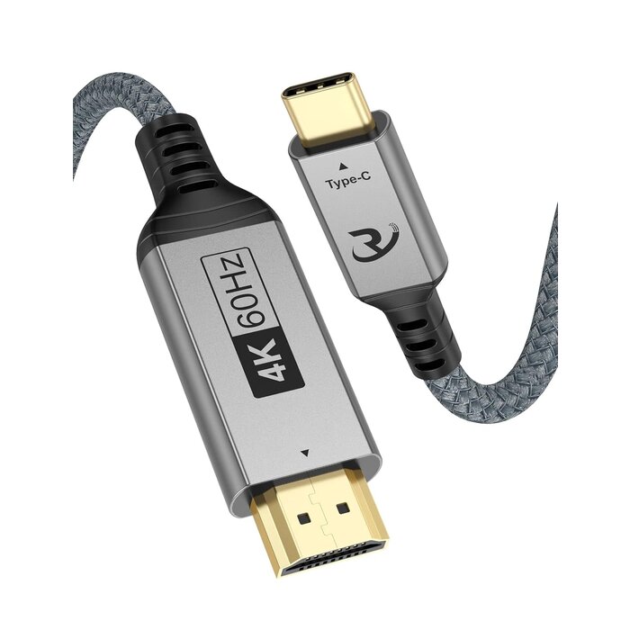 USB-C to HDMI Cable 4K [Anti-Interference Gold-Plated Plugs] 6FT Aluminum Type-C to HDMI Cord Thunderbolt 3/4 Compatible for MacBook Pro/Air, iMac, iPad Pro, Galaxy S8 to S23, Surface, Dell, HP