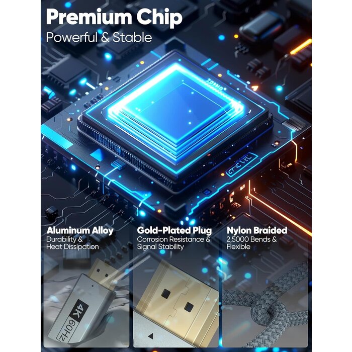 USB-C to HDMI Cable 4K [Anti-Interference Gold-Plated Plugs] 6FT Aluminum Type-C to HDMI Cord Thunderbolt 3/4 Compatible for MacBook Pro/Air, iMac, iPad Pro, Galaxy S8 to S23, Surface, Dell, HP