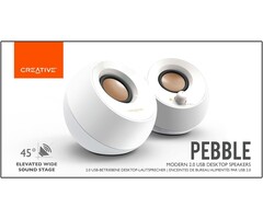 SP-PBL-WT- Creative Pebble - 2.0 USB-Powered Desktop Speakers with Far-Field Drivers and Passive Radiators for Pcs and Laptops (Black)