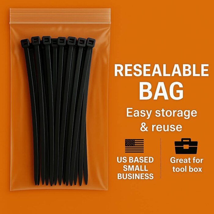 4IN-ZIPTIES-100PK - Nirah 100 Pack, Small Zip Ties, 4 inch, Black – 18 LB Strength, UV-Resistant, Self-Locking Nylon PA66 Tiny Cable Ties, Mini Zip Ties for Electronics, Wire Management, Office, Garden, Craft & Decorations