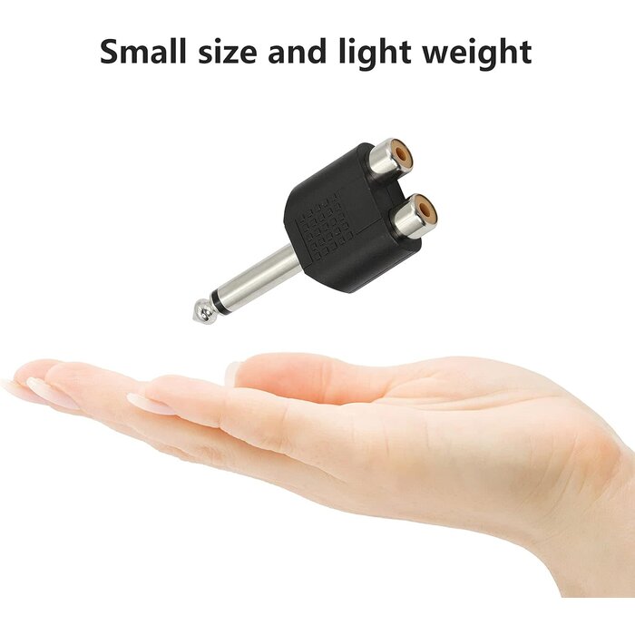 DL-RCA/F-1/4/M - GELRHONR 6.35mm Mono 1/4 Inch Male to RCA Female Splitter, Stereo Jack Male to RCA Female Adapter
