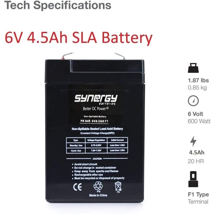 6V Tab Style Rechargeable Battery