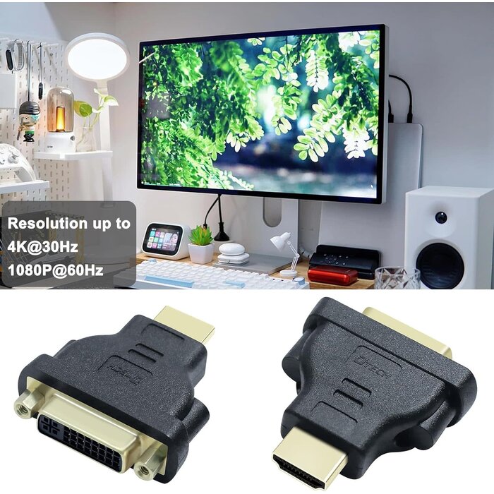 HDMI Male to DVI Female - HDMI to DVI-D Adapter - Bi-Directional - DVI to HDMI (HDMIDVIMF), Black
