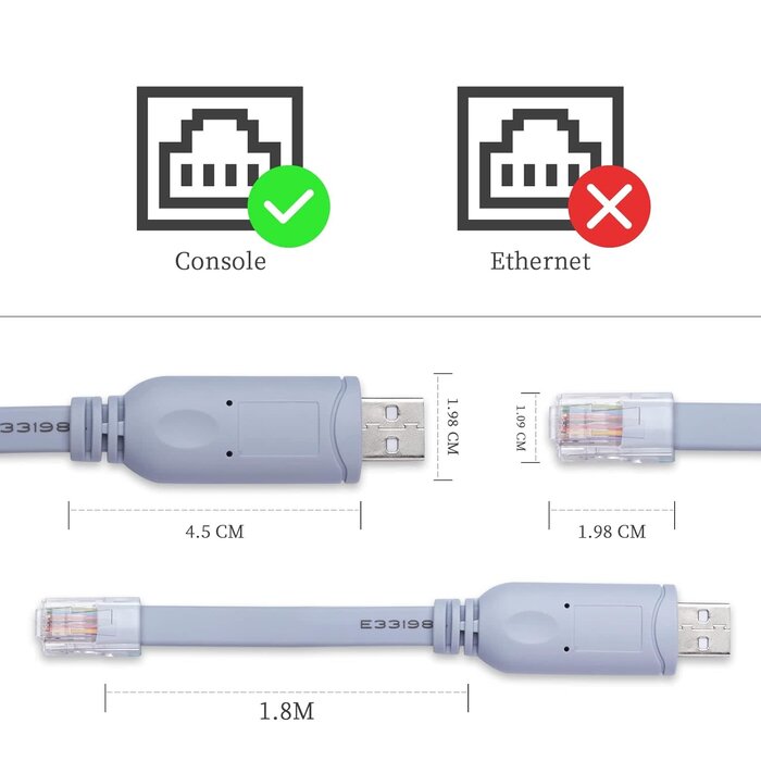 FTDI USB Console Cable USB to RJ45 Cable 6ft Essential Accesory of Cisco