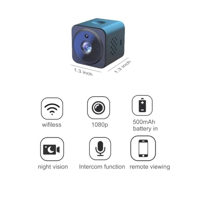 BAKEWAY BAKEWAY-MINI-CAM - BAKEWAY Hidden Spy Camera 1080P HD WiFi Wireless Mini Camera, Small Nanny Cam with Night Vision, Pet Dog Camera,Security Surveillance Camera