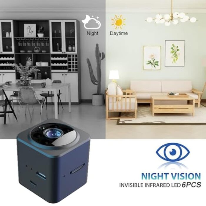 BAKEWAY BAKEWAY-MINI-CAM - BAKEWAY Hidden Spy Camera 1080P HD WiFi Wireless Mini Camera, Small Nanny Cam with Night Vision, Pet Dog Camera,Security Surveillance Camera