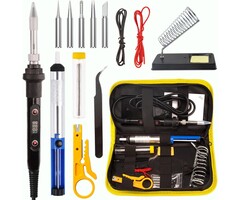 SOLDER-KIT - WellerMan Soldering Iron Kit 80W – LCD Digital Adjustable Temperature Soldering Tool Set with 5 Precision Tips, Desoldering Pump, Solder Wire, Stand for DIY, Electrical Repairs, and Metal Work