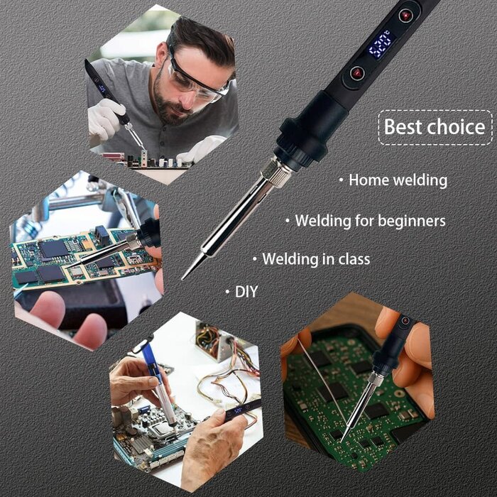 SOLDER-KIT - WellerMan Soldering Iron Kit 80W – LCD Digital Adjustable Temperature Soldering Tool Set with 5 Precision Tips, Desoldering Pump, Solder Wire, Stand for DIY, Electrical Repairs, and Metal Work