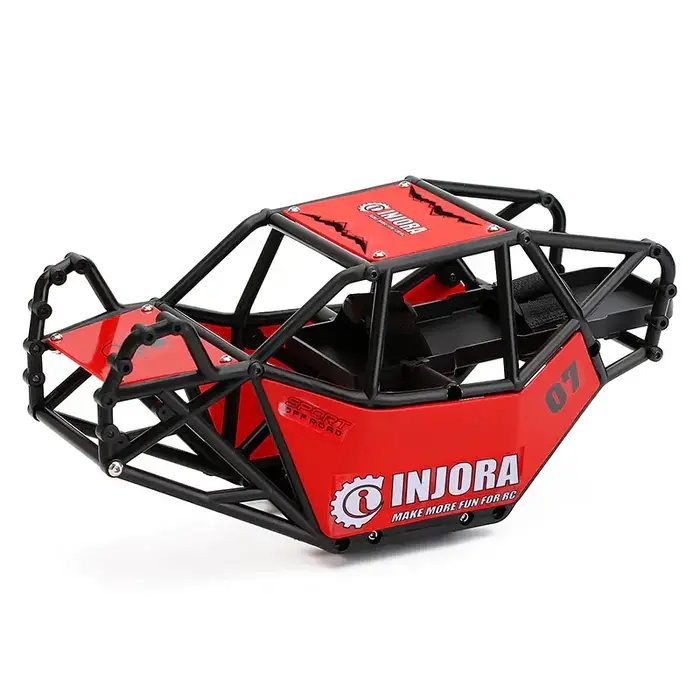 INJORA AX8503R - INJORA 310mm Wheelbase Nylon Rock Buggy Chassis Roll Cage for 1/10 RC Crawler, Red