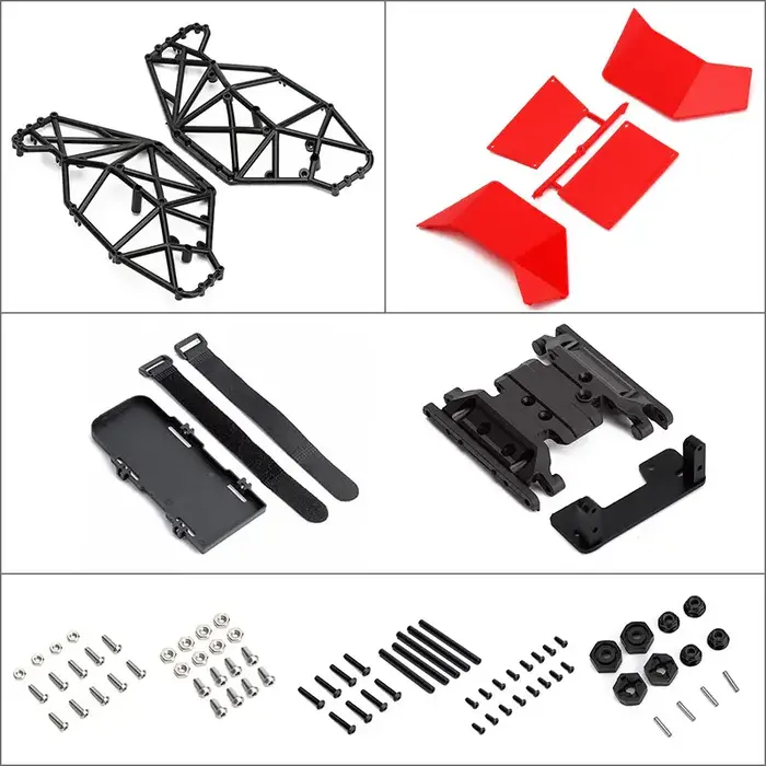 INJORA AX8503R - INJORA 310mm Wheelbase Nylon Rock Buggy Chassis Roll Cage for 1/10 RC Crawler, Red