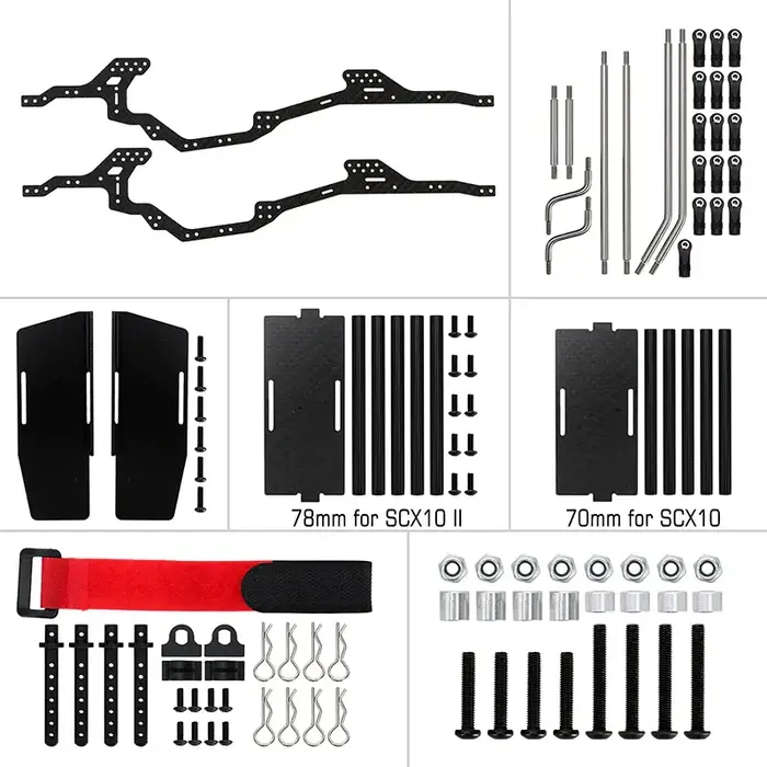 INJORA SCX10-2-06 - INJORA LCG Carbon Fiber Chassis Kit Frame Girder for 1/10 Axial SCX10 & SCX10 II