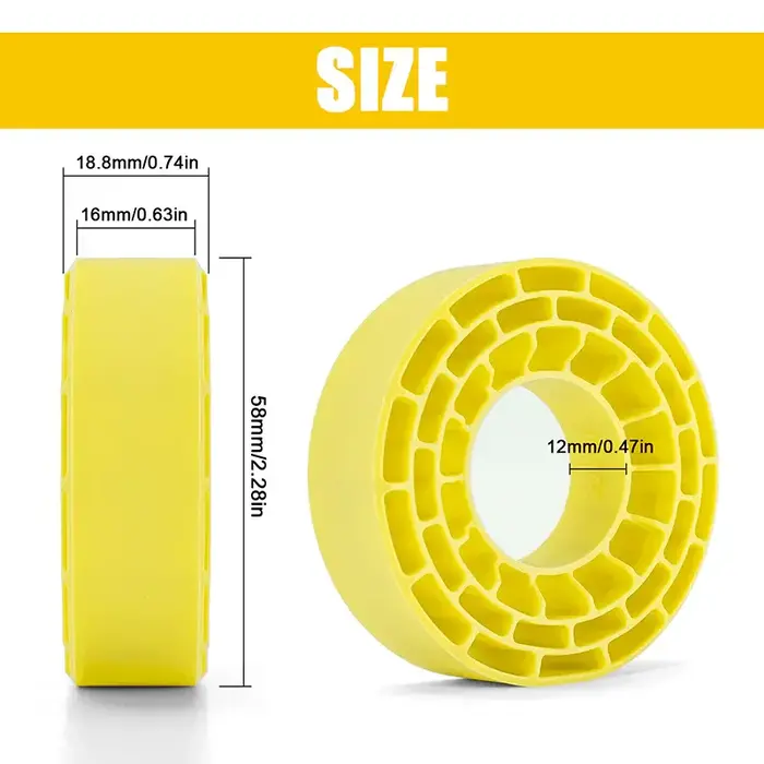 INJORA DGT-1064YE - INJORA 4pcs Silicone Rubber Inserts For 62-64mmx24mm 1.0" Tires, 1/24 & 1/18 Scale, Yellow