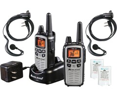 LXT600VP4 - Midland FRS Business Walkie Talkies - Long Range 36-Channel Two-Way Radios with Headsets and Charging Base, NOAA Weather Alerts (2-Pack, Gray)