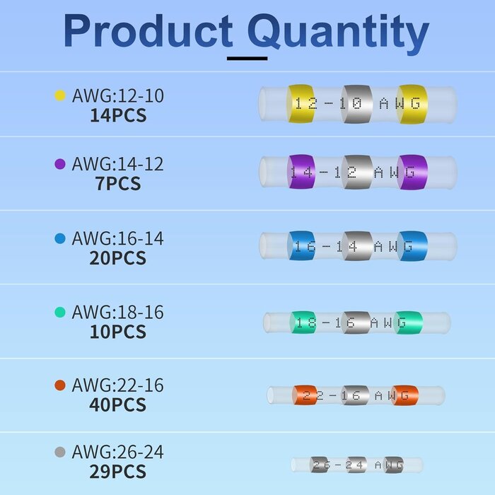 SOLDER-SEAL-120PC - ZIPCCI 120Pcs Solder Seal Wire Connectors - Heat Shrink Butt Connectors Kit for Electrical Wiring