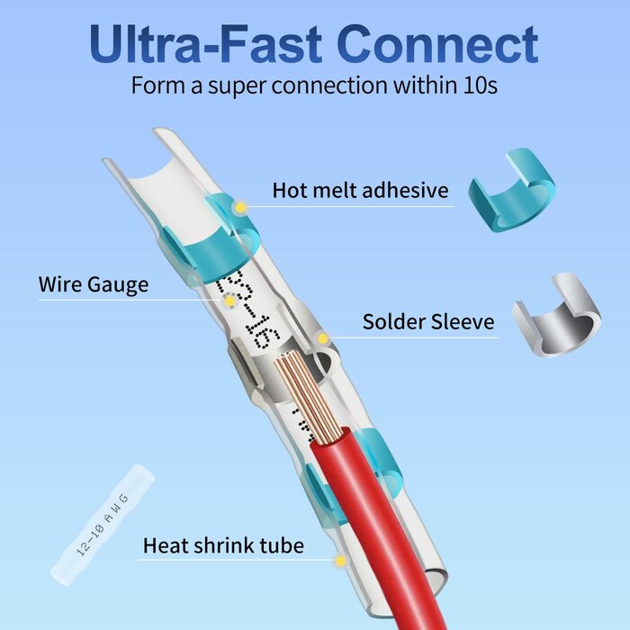 SOLDER-SEAL-120PC - ZIPCCI 120Pcs Solder Seal Wire Connectors - Heat Shrink Butt Connectors Kit for Electrical Wiring