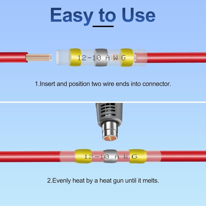 SOLDER-SEAL-120PC - ZIPCCI 120Pcs Solder Seal Wire Connectors - Heat Shrink Butt Connectors Kit for Electrical Wiring