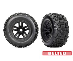 Traxxas 9573 - 3.8" Black Wheels & Belted Sledgehammer Tires (2)