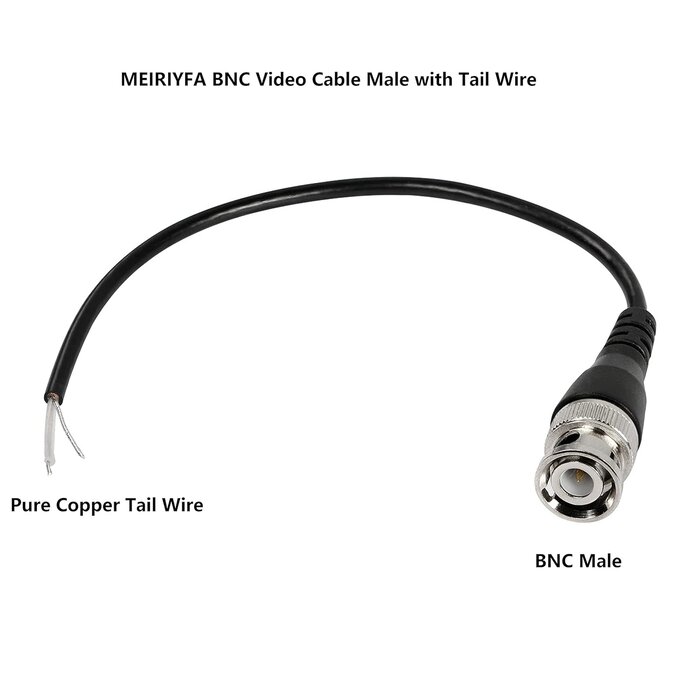MILI021 - Meiriyfa Male BNC Pigtail Cable Bare Wire, 20.5cm, BNC Male Coaxial Connector Extension Plug with Open End Wire for CCTV Camera Terminal Adpater