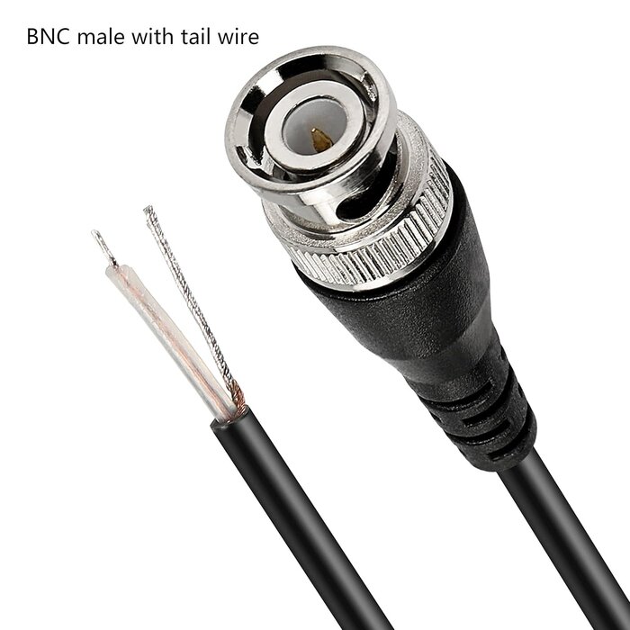 MILI021 - Meiriyfa Male BNC Pigtail Cable Bare Wire, 20.5cm, BNC Male Coaxial Connector Extension Plug with Open End Wire for CCTV Camera Terminal Adpater