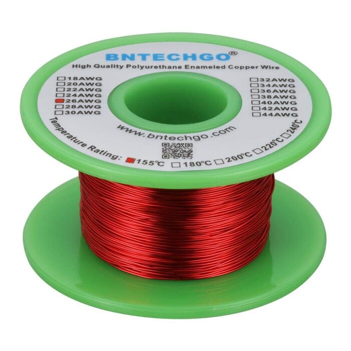 MWIRE26 - BNTECHGO 26 AWG Magnet Wire - Enameled Copper Wire - Enameled Magnet Winding Wire - 4 oz - 0.0157" Diameter 1 Spool Coil Red Temperature Rating 155℃ Widely Used for Transformers Inductors