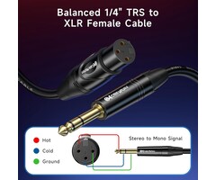 500015-3 - Cable Matters 6.35mm (1/4 Inch) Short TRS to XLR Cable - 3ft, Male to Female, XLR to 1/4 Cable