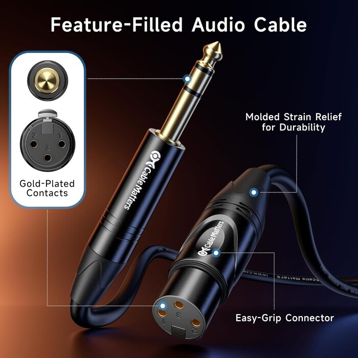 500015-3 - Cable Matters 6.35mm (1/4 Inch) Short TRS to XLR Cable - 3ft, Male to Female, XLR to 1/4 Cable