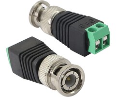 BNC/M-SOLDERLESS - PNGKNYOCN 1 Pack BNC Male Connector BNC to 2 Screw Terminal Solderless Adapter for Transmit CAT5 Coaxial Cable to CCTV Surveillance Camera