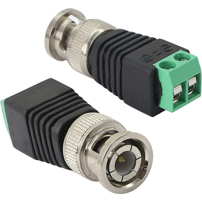 BNC/M-SOLDERLESS - PNGKNYOCN 1 Pack BNC Male Connector BNC to 2 Screw Terminal Solderless Adapter for Transmit CAT5 Coaxial Cable to CCTV Surveillance Camera