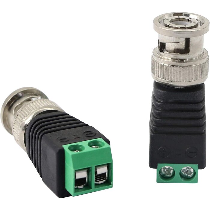 BNC/M-SOLDERLESS - PNGKNYOCN 1 Pack BNC Male Connector BNC to 2 Screw Terminal Solderless Adapter for Transmit CAT5 Coaxial Cable to CCTV Surveillance Camera