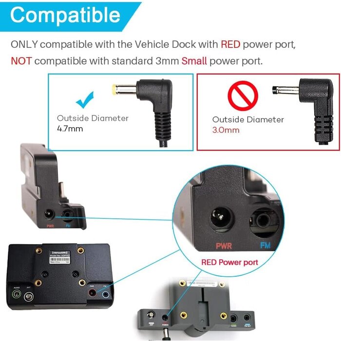 DC-YELLOW-TIP - FOUCECLAUS Car Power Adapter Charger for Sirius XM 5V PowerConnect Car Docks, Only Compatible with SiriusXM Vehicle Dock SXVD1(A), XDPIV1, XDPIV2, SDPIV1, XAPV2 XMP3i, SXiV1