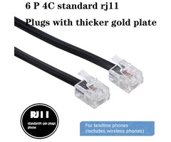 Phone Telephone Extension Cord 10FT Cable Line with Standard RJ11 6P4C Plugs for Landline Phone and Fax (10FT, Black)