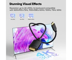 SWITCHFLUX USB-C2HDMI-10FT - DteeDck USB C to HDMI Cable 10ft Long, [Audio&Video Sync] 4K@30Hz 1080P@120Hz Type C to HDMI1.4 Cord for iPhone 15/16 Series Galaxy S23/S24/S25 Laptop MacBook Air/Pro iPad Monitor TV Projector