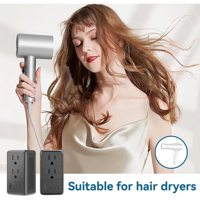 2000W 220V to 110V Converter, Power Converter Travel Adapter Combo for Hair Dryer, Phones, Laptop, MacBook, Plug Adapter with 2-Port USB, Voltage Converter US to Europe, UK, Israel Over 150 Countries