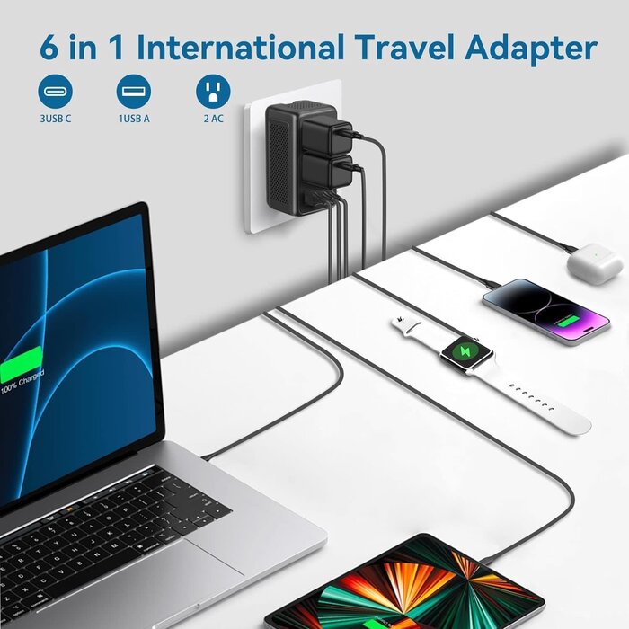 2000W 220V to 110V Converter, Power Converter Travel Adapter Combo for Hair Dryer, Phones, Laptop, MacBook, Plug Adapter with 2-Port USB, Voltage Converter US to Europe, UK, Israel Over 150 Countries
