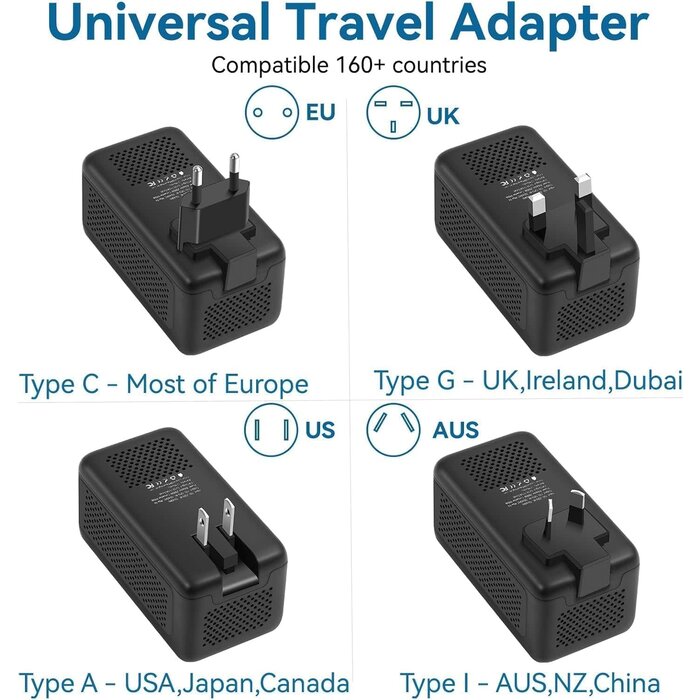 2000W 220V to 110V Converter, Power Converter Travel Adapter Combo for Hair Dryer, Phones, Laptop, MacBook, Plug Adapter with 2-Port USB, Voltage Converter US to Europe, UK, Israel Over 150 Countries