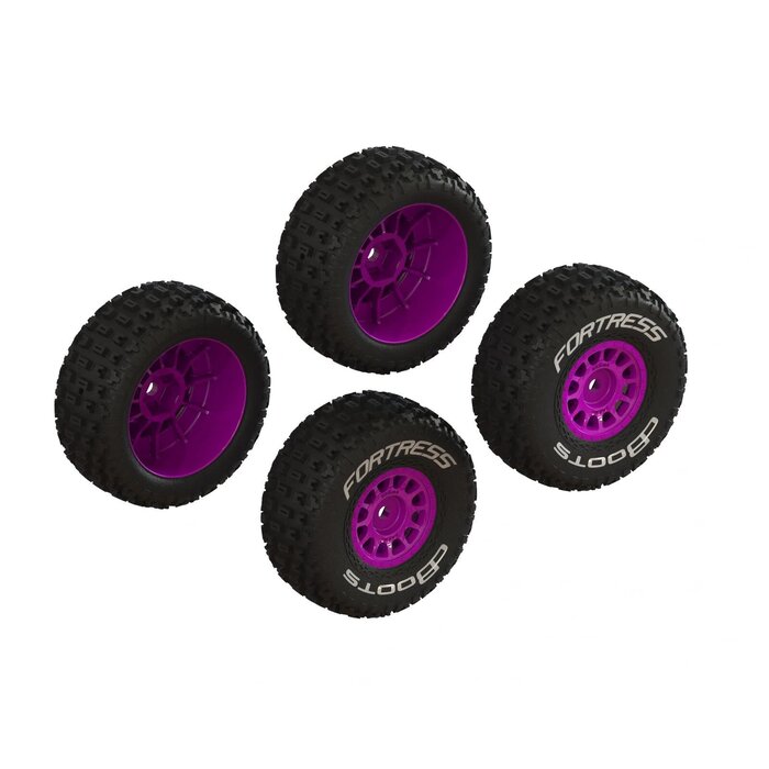 Arrma ARA-1570 - dBoots 'FORTRESS' Glued Tire Set, Purple (2 Pairs)
