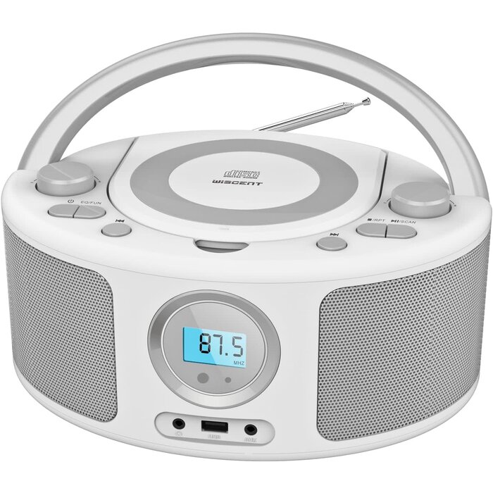 WTB-791 - WIITHINK Portable CD Player Boombox with Bluetooth, FM Radio, Remote Control, USB Input and 3.5mm AUX Headphone Jack, CD-R/CD-RW/MP3/WMA Playback, AC/Battery Powered(WTB-791)
