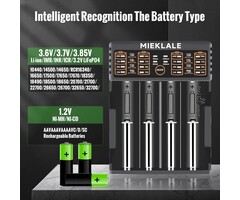 18650-4-CHRGR - WANGDAJIEDIAN 18650 Battery Charger, 4 Bay 3.7V Li-ion Battery Charger with Smart LCD Display 2A Fast Charging for Rechargeable Batteries Lithium NI-MH NI-Cd AA AAA C 18650 18350 18700 21700 26650 14500 16340