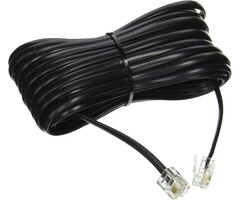 25 Feet Black Phone Telephone Extension Cord Cable Wire with Standard RJ-11 Plugs