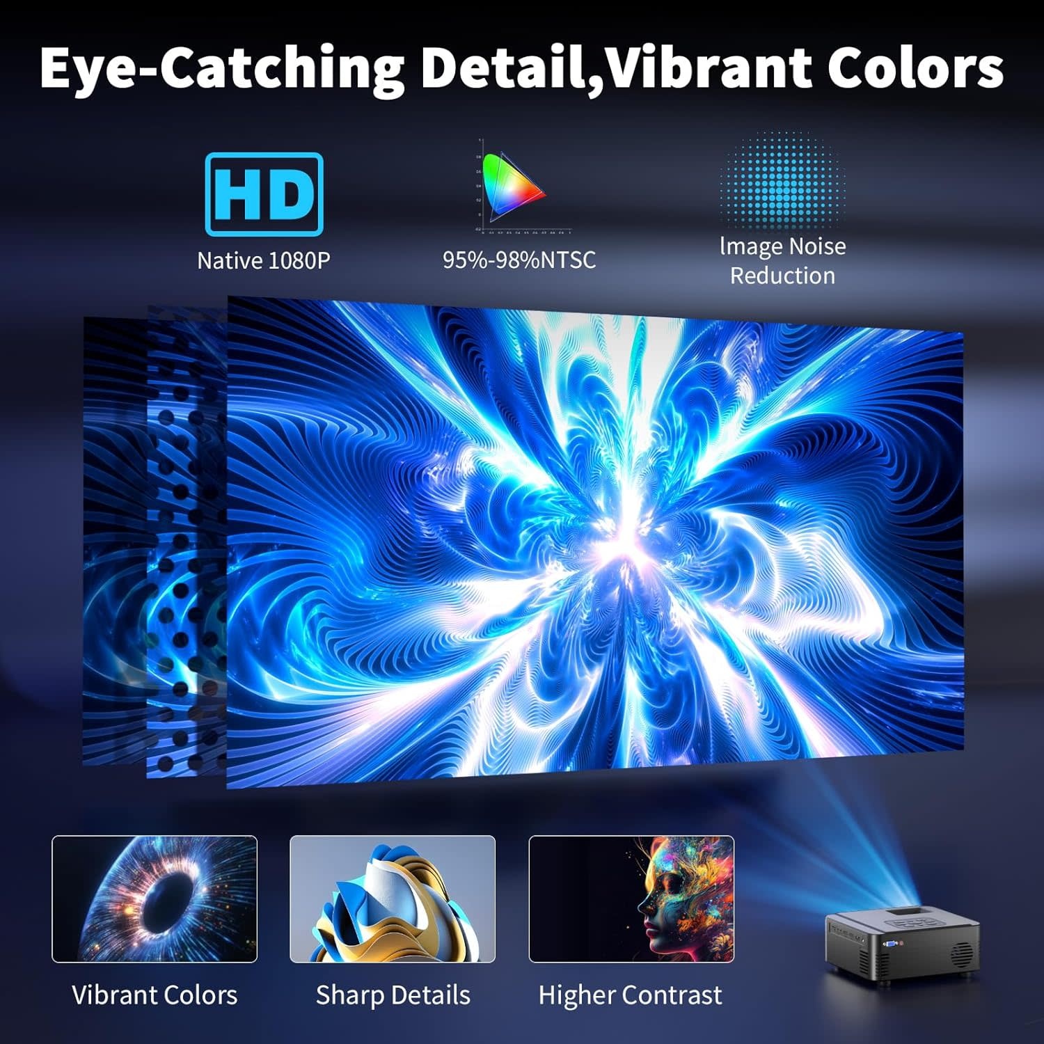 AK-67 Projector: 5G WiFi, DVD, Bluetooth 5.1, 50% Brighter Display